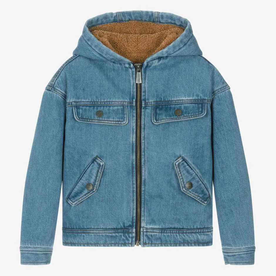 Moschino Kid-Teen Boys Blue Hooded Denim Jacket