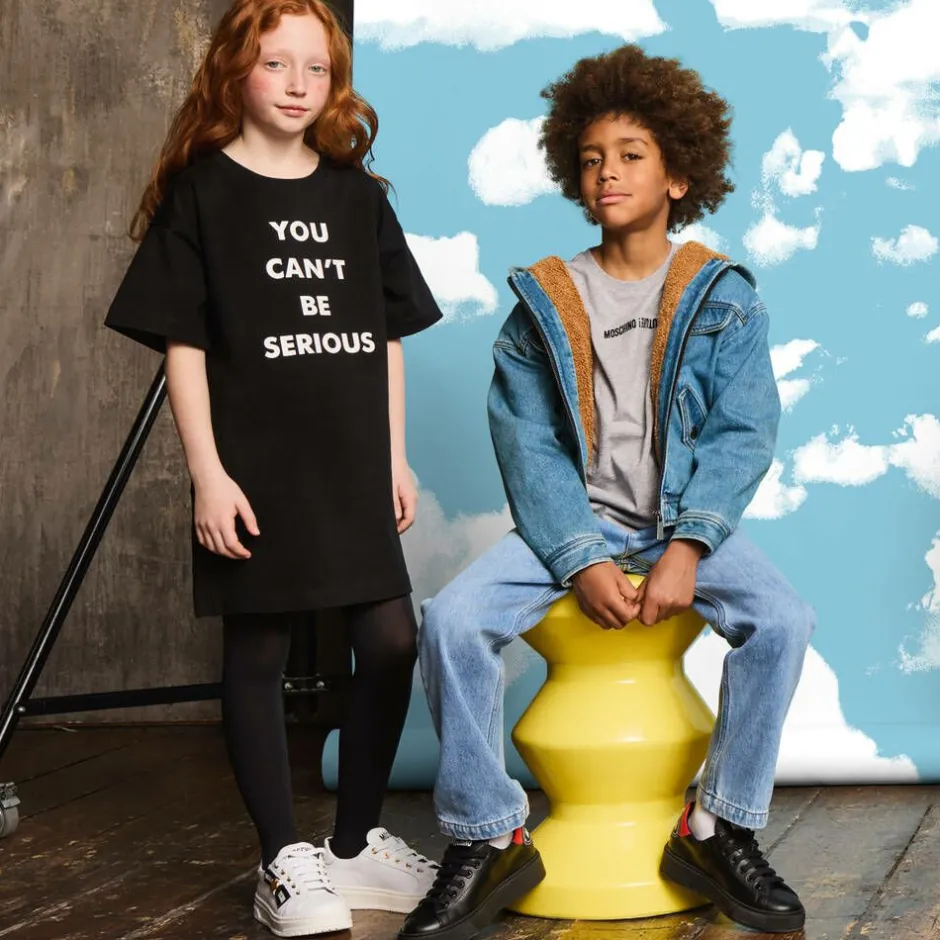 Moschino Kid-Teen Boys Blue Hooded Denim Jacket