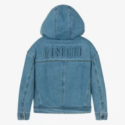 Moschino Kid-Teen Boys Blue Hooded Denim Jacket