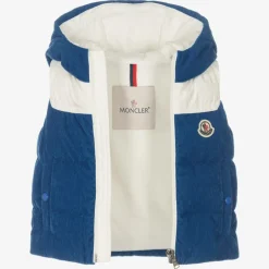 Moncler Enfant Boys Blue Hooded Down Gilet New