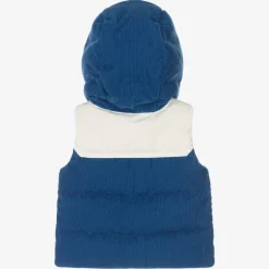 Moncler Enfant Boys Blue Hooded Down Gilet New