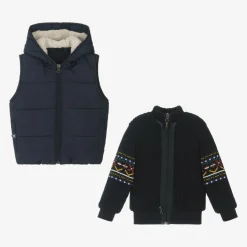 Lapin House Boys Blue Hooded Gilet & Zip-Up Top 2 in 1 Online
