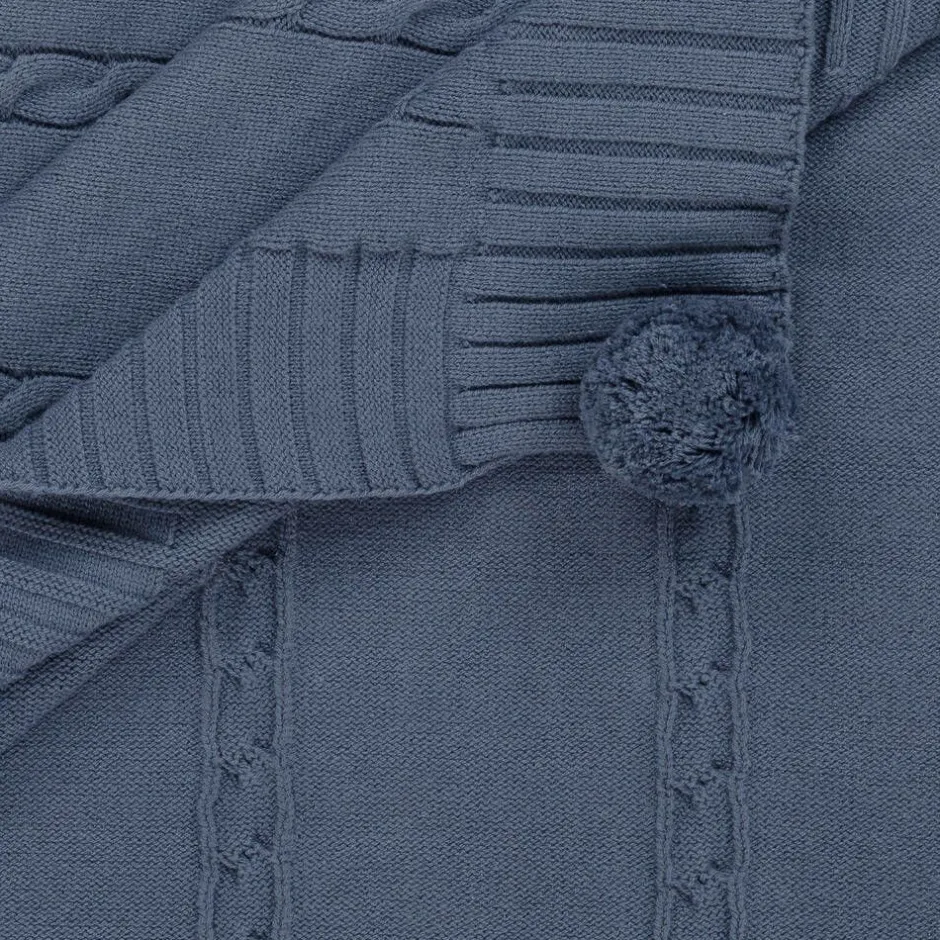 Dr. Kid Boys Blue Knitted Pom-Pom Blanket (92cm)