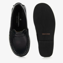 Childrens Classics Boys Blue Leather Loafers Sale