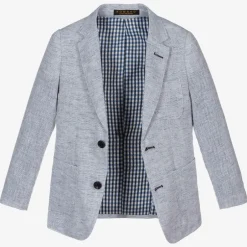 Romano Boys Blue Linen & Cotton Suit