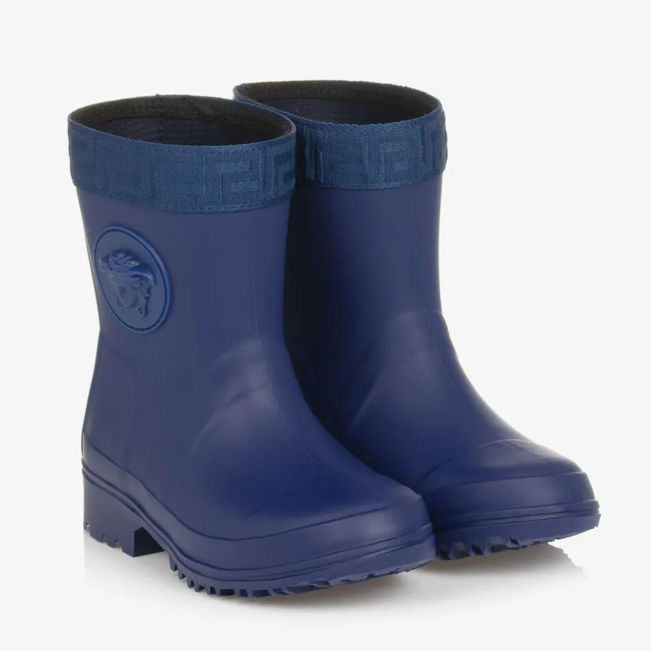 Versace Boys Blue Medusa Rain Boots Hot