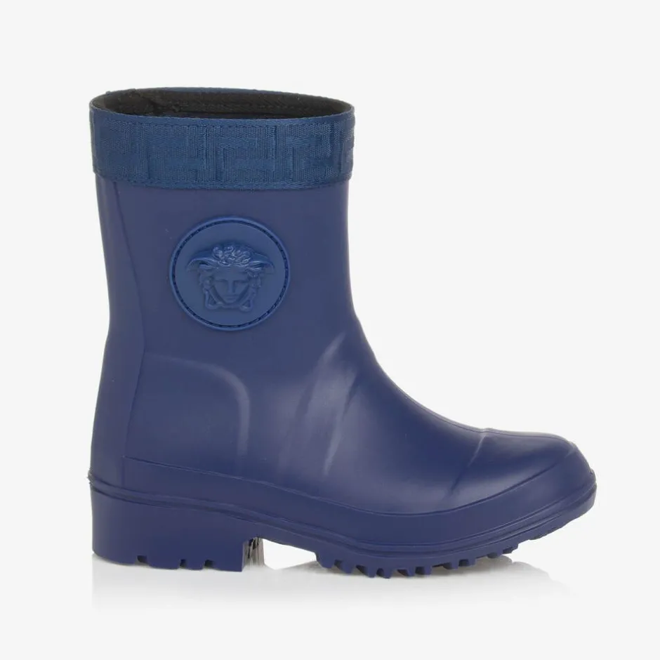 Versace Boys Blue Medusa Rain Boots Hot