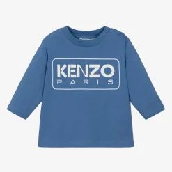 KENZO KIDS Boys Blue Organic Cotton Top New