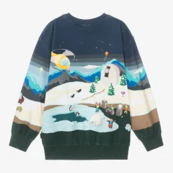 Molo Boys Blue Pixelscape Sweatshirt Hot