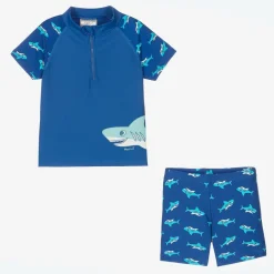 Playshoes Boys Blue Shark Swim Shorts Set (UPF50+) Hot
