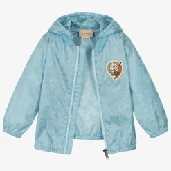 Gucci Boys Blue Star Double G Hooded Jacket New