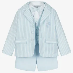 Beatrice amp; George Boys Blue Stripe Cotton & Linen Shorts Suit Online