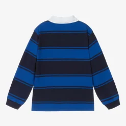 Molo Boys Blue Stripe Organic Cotton Rugby Shirt OceanBlue New