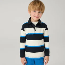 Mayoral Boys Blue Striped Cotton Polo Shirt Online