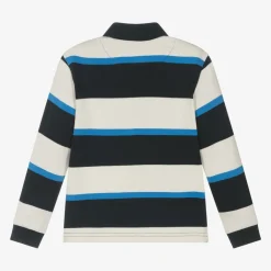 Mayoral Boys Blue Striped Cotton Polo Shirt Online