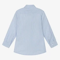 AIGNER Boys Blue Striped Panel Cotton Shirt Outlet