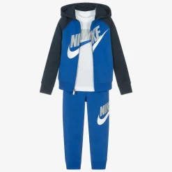 Nike Boys Blue Swoosh Tracksuit Set New