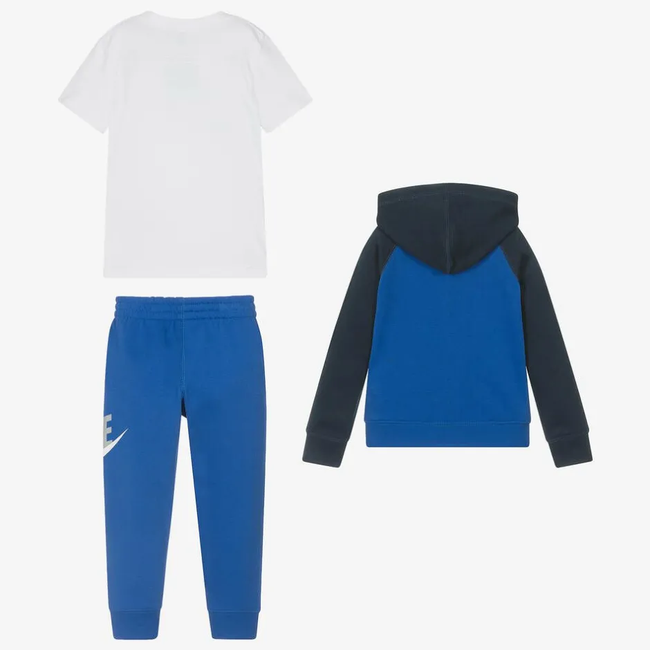 Nike Boys Blue Swoosh Tracksuit Set New