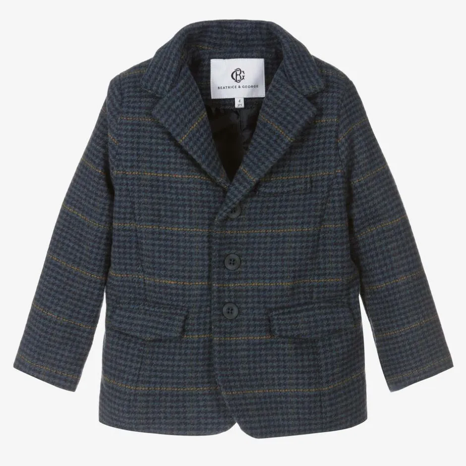 Beatrice amp; George Boys Blue Tweed Blazer