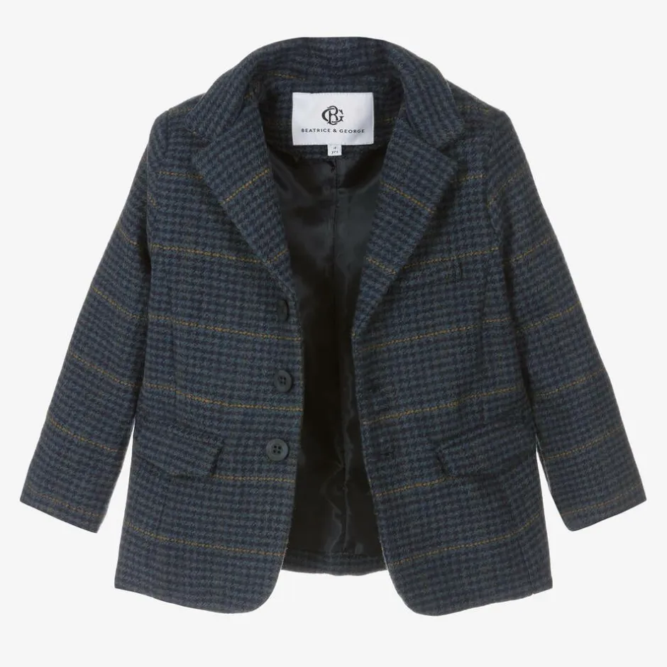 Beatrice amp; George Boys Blue Tweed Blazer