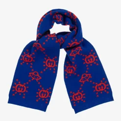 Gucci Boys Blue UFO Knitted Wool Scarf (145cm) Outlet