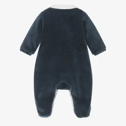 Tartine et Chocolat Boys Blue Velour Babygrow