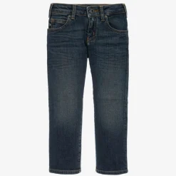 Emporio Armani Boys Blue Washed Denim Jeans Hot