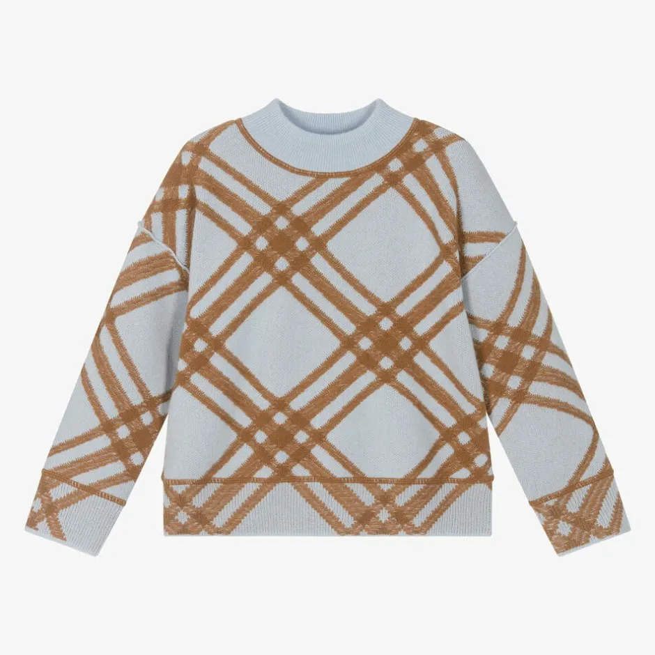 Burberry Boys Blue Wool & Cashmere Sweater SlateBlue Best