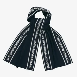 Emporio Armani Boys Blue Wool Knit Scarf Discount