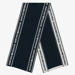 Emporio Armani Boys Blue Wool Knit Scarf Discount