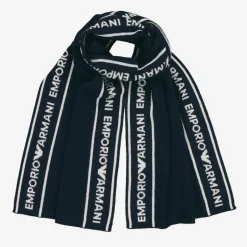 Emporio Armani Boys Blue Wool Knit Scarf Discount