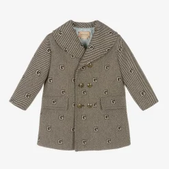 Gucci Boys Brown & Beige G Logo Coat Clearance
