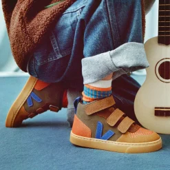 VEJA Boys Brown & Blue Suede Leather V-10 Trainers Discount