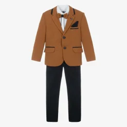 Beau KiD Boys Brown & Blue Suit Discount