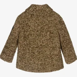 Gucci Boys Brown & Green Wool Coat Hot