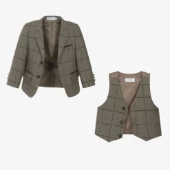 Beau KiD Boys Brown Check Suit Sale