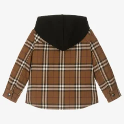 Burberry Boys Brown Checked Padded Jacket DarkBirchBrown Clearance