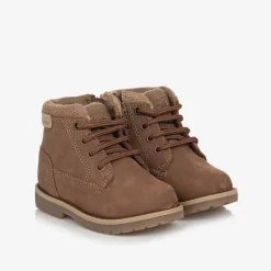 Mayoral Boys Brown Leather Lace-Up Boots Hot