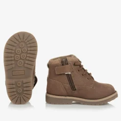 Mayoral Boys Brown Leather Lace-Up Boots Hot