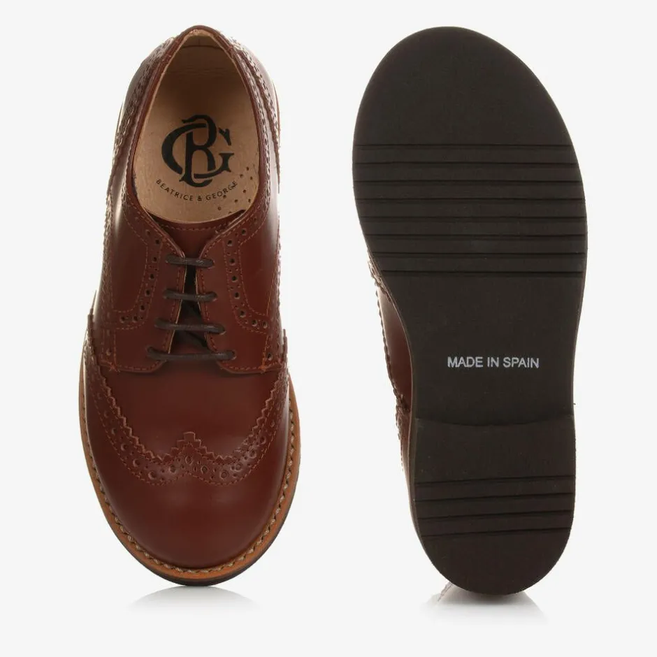 Beatrice amp; George Boys Brown Leather Lace-Up Brogues Sale