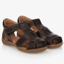 Childrens Classics Boys Brown Leather Sandals New