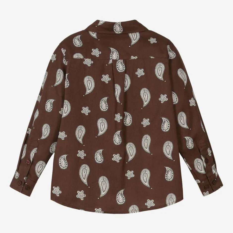 Mini Rodini Boys Brown Organic Cotton Paisley Shirt Sale