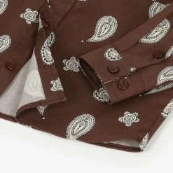 Mini Rodini Boys Brown Organic Cotton Paisley Shirt Sale