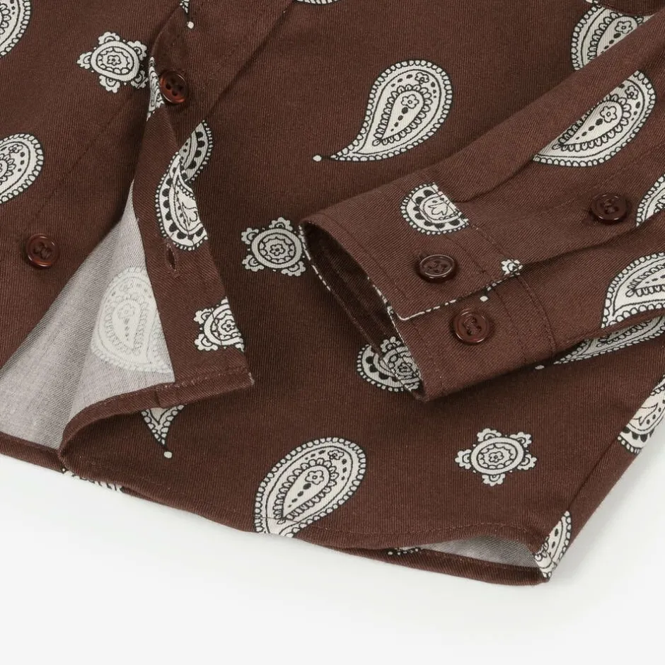 Mini Rodini Boys Brown Organic Cotton Paisley Shirt Sale