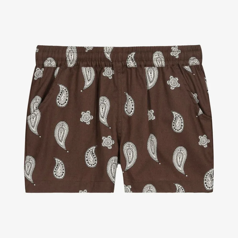 Mini Rodini Boys Brown Organic Cotton Paisley Shorts Sale