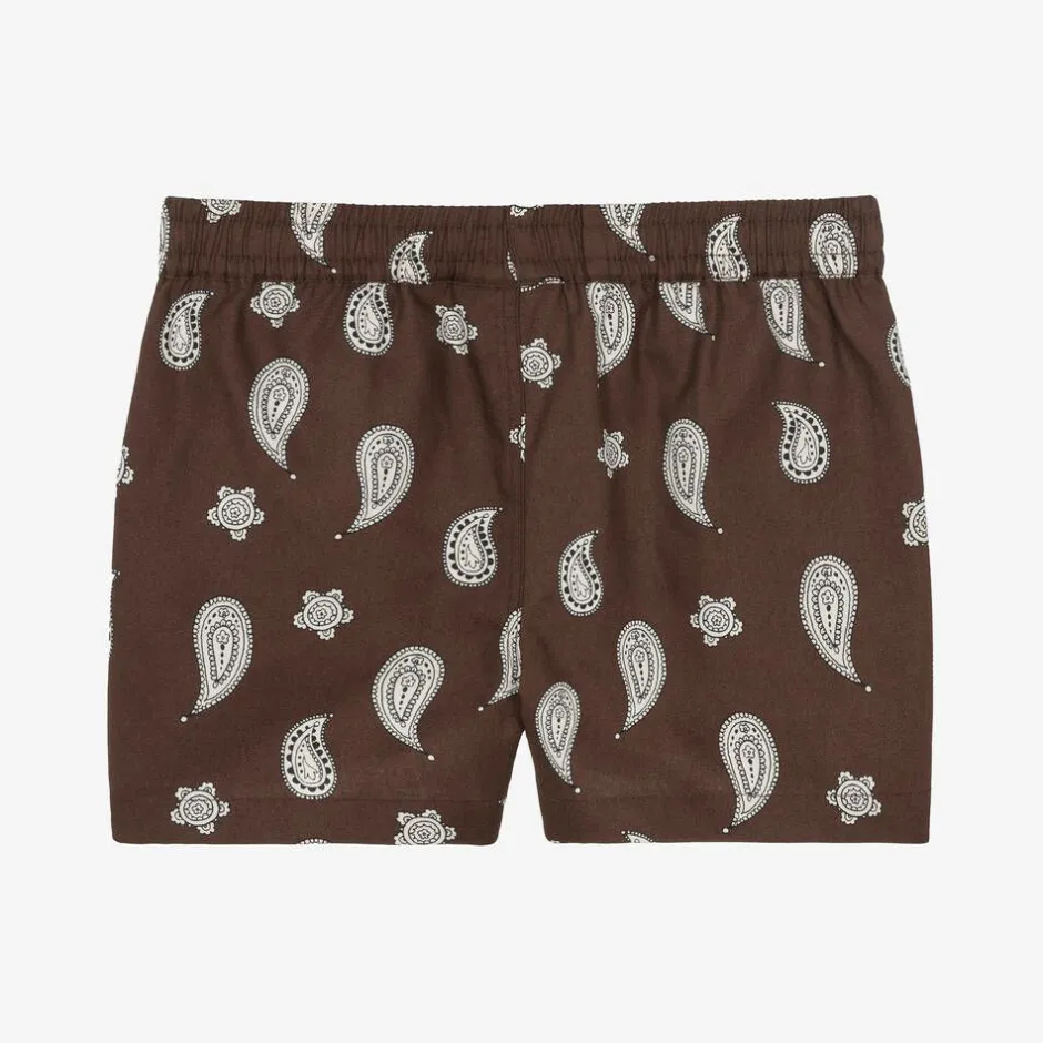 Mini Rodini Boys Brown Organic Cotton Paisley Shorts Sale