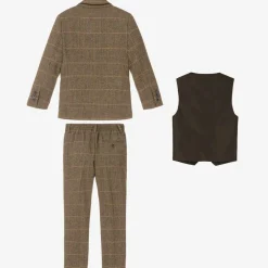 House of Cavani Boys Brown Tweed Albert Suit Outlet