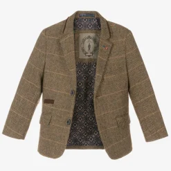 House of Cavani Boys Brown Tweed Albert Suit Outlet