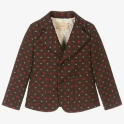 Gucci Boys Brown Wool GG Blazer