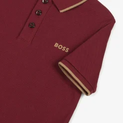 BOSS Boys Burgundy Red Cotton Polo Shirt Online